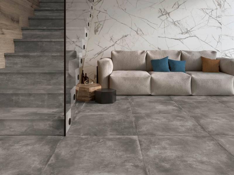 Carrelage grès cérame effet béton ANTIBES NAVARTI avec finition mate pour l'intérieur