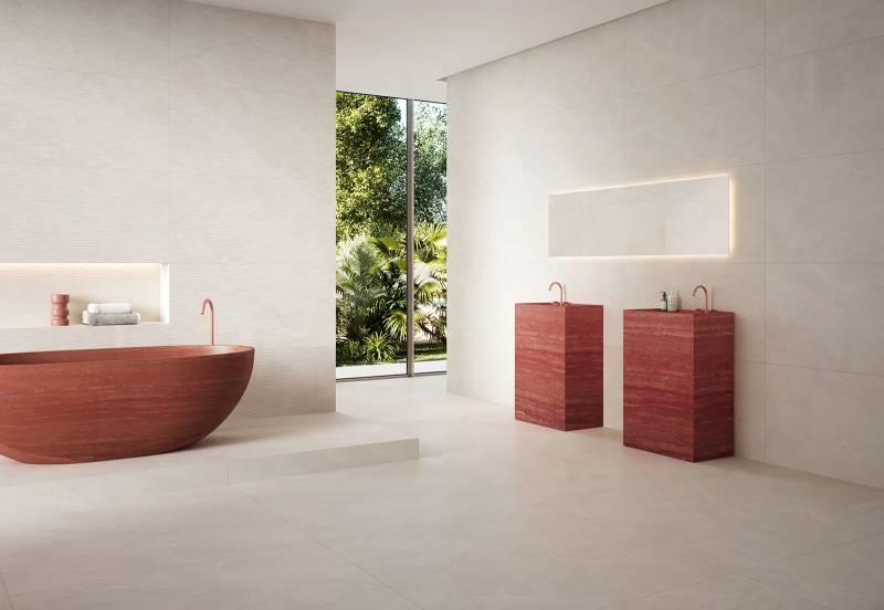 Sol intérieur ATHIKA White NAVARTI effet marbre salle de bain